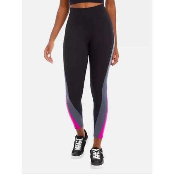 DKNY Sport Womens Balance Compression High Waist 7/8 Color Block Leggings NWT - Picture 1 of 16